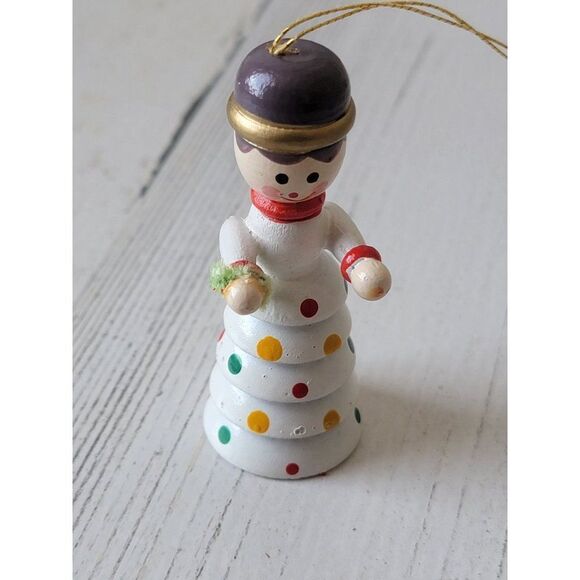 Wooden vintage polka dot white trash girl ornament Xmas decor - Picture 2 of 5